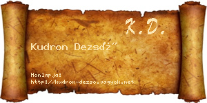 Kudron Dezső névjegykártya